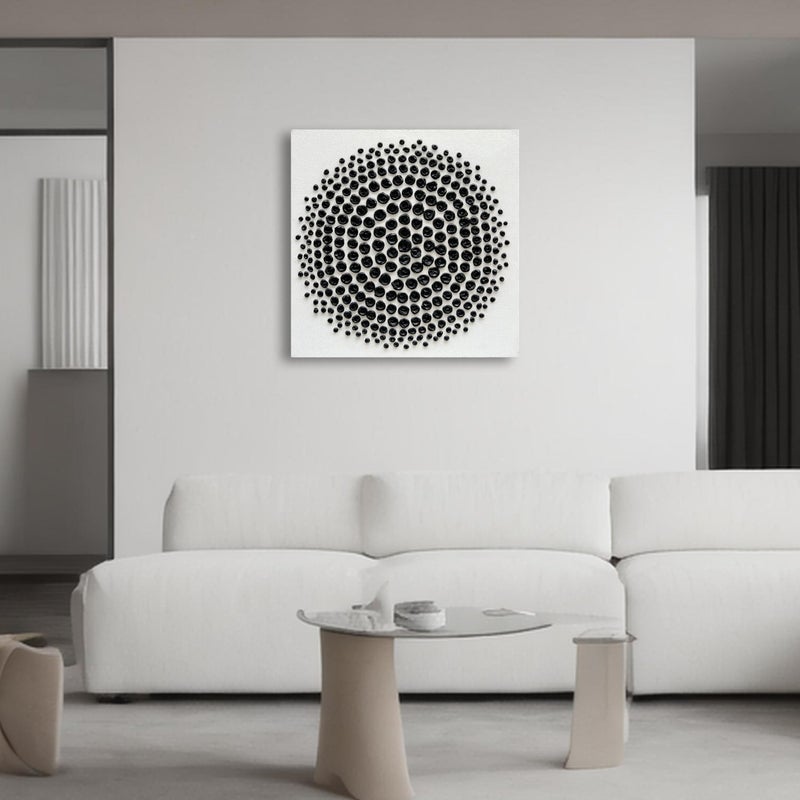 Limiyer Art Hand Painted Black and White Abstract Texture Art Oil Painting Modern Art Canvas Wall Art Deco 24x24 inches - Image 5