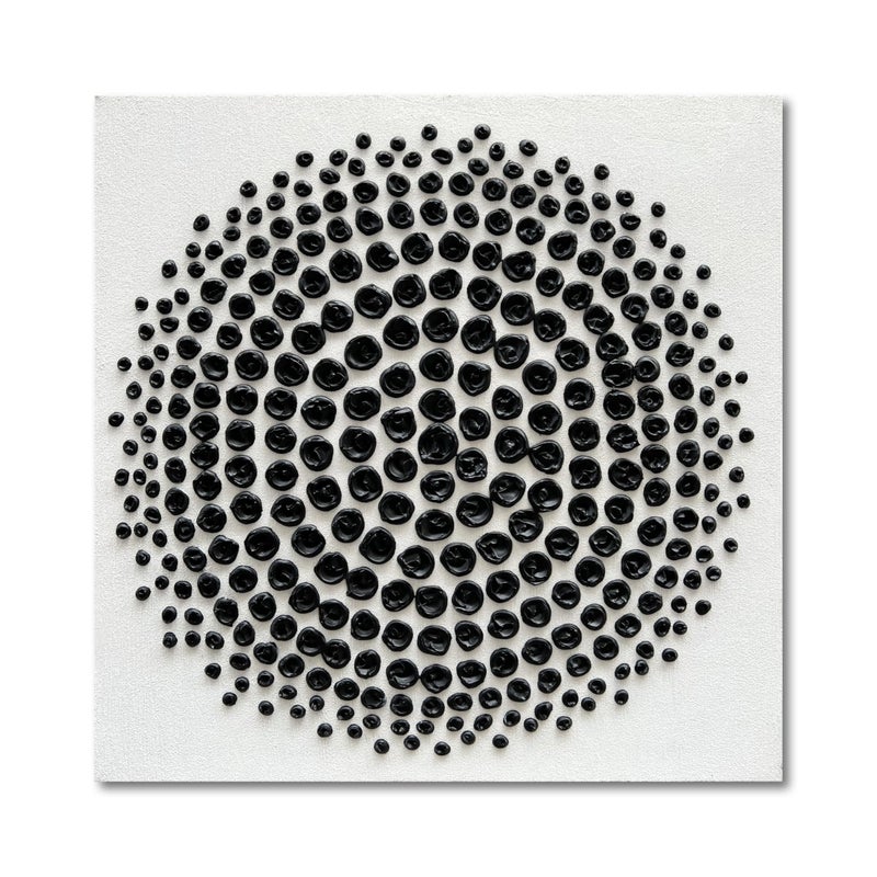 Limiyer Art Hand Painted Black and White Abstract Texture Art Oil Painting Modern Art Canvas Wall Art Deco 24x24 inches - Image 1
