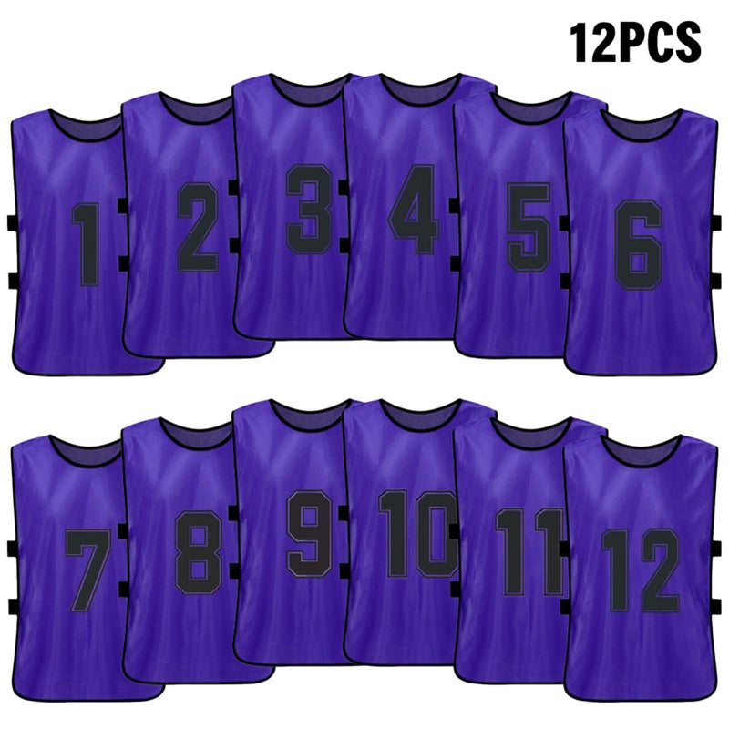12PCS Kid's Football Pinnies Quick Drying Soccer Jerseys Youth Sports Scrimmage Basketball Team Training Numbered Bibs Practice Sports Vest - Image 2