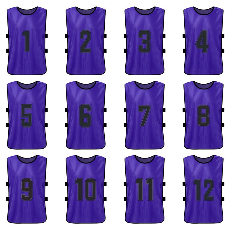 12PCS Kid's Football Pinnies Quick Drying Soccer Jerseys Youth Sports Scrimmage Basketball Team Training Numbered Bibs Practice Sports Vest - Image 4