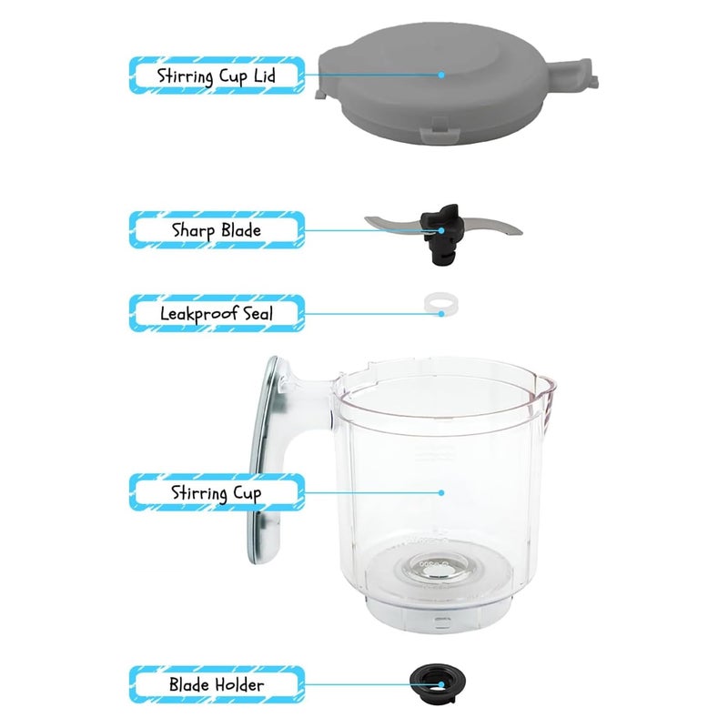 EVLA'S Replacement Stirring Cup & Blade with Steaming Basket for EVLA'S Baby Food Maker - Gray - Image 2