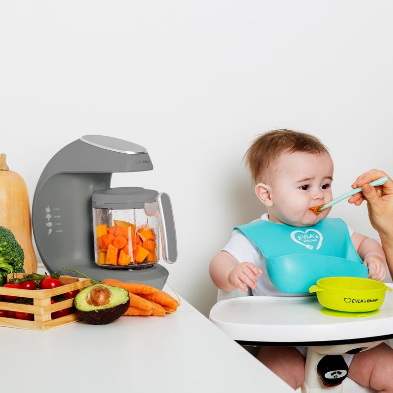 EVLA'S Replacement Stirring Cup & Blade with Steaming Basket for EVLA'S Baby Food Maker - Gray - Image 4