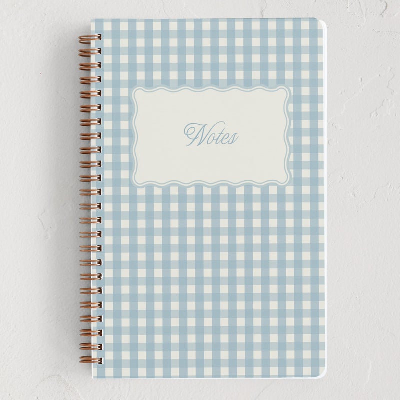 Minted Scalloped Gingham Notebook, Writing Journal for Notes & Journaling, Durable Paper Cover, Modern Aesthetic Colorful & Simple Spiral Bound Journal Notebook with 160 Lined Pages, 5.5" x 8.5" - Image 1