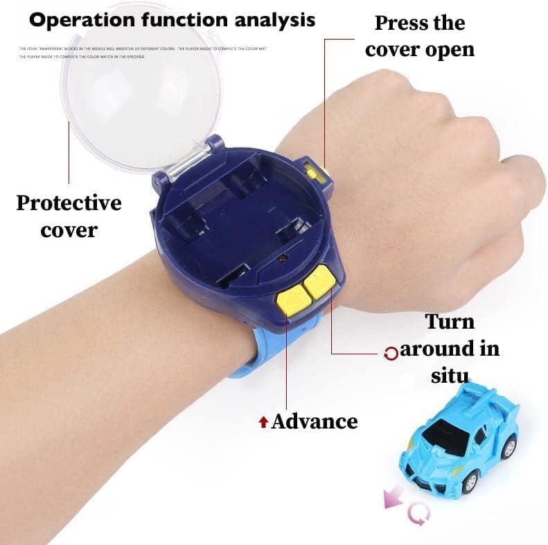ويوبلز ساعة ألعاب سيارة صغيرة تعمل بالتحكم عن بعد جديدة لعام 2022 - ساعة يد لطيفة تعمل بتردد 2.4 جيجاهرتز، سيارة سباق كرتونية صغيرة قابلة للشحن عبر منفذ USB، ألعاب تفاعلية، هدية للأولاد والبنات (وردي - جديد) - Image 2