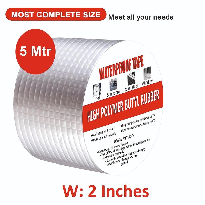 Rewup Super Strong Adhesive Waterproof Permanent Repair Aluminum Butyl Tape Rubber Foil Suitable for Roof Leak, surface Crack, Window Sill Gap, Boat Sealing, Home Renovation (5CM) - Image 2
