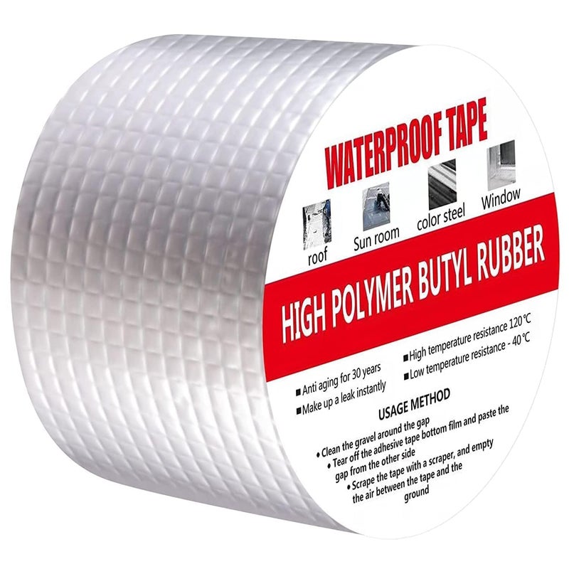 Rewup Super Strong Adhesive Waterproof Permanent Repair Aluminum Butyl Tape Rubber Foil Suitable for Roof Leak, surface Crack, Window Sill Gap, Boat Sealing, Home Renovation (5CM) - Image 1