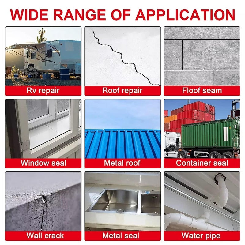 Rewup Super Strong Adhesive Waterproof Permanent Repair Aluminum Butyl Tape Rubber Foil Suitable for Roof Leak, surface Crack, Window Sill Gap, Boat Sealing, Home Renovation (5CM) - Image 5