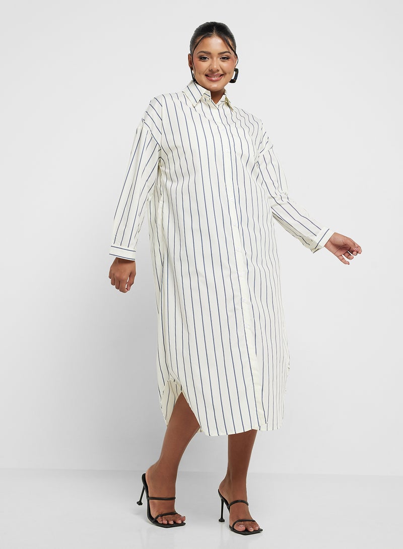 Ginger Plus Striped Midi Shirtdress - Image 4