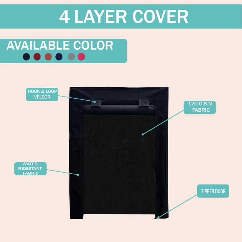 PHILOSHOP PHILOSHOP 4 Layer Shoe Rack Cover Portable Foldable Shoe Stand NonWoven Zipper Fabric Cover Black - Image 4