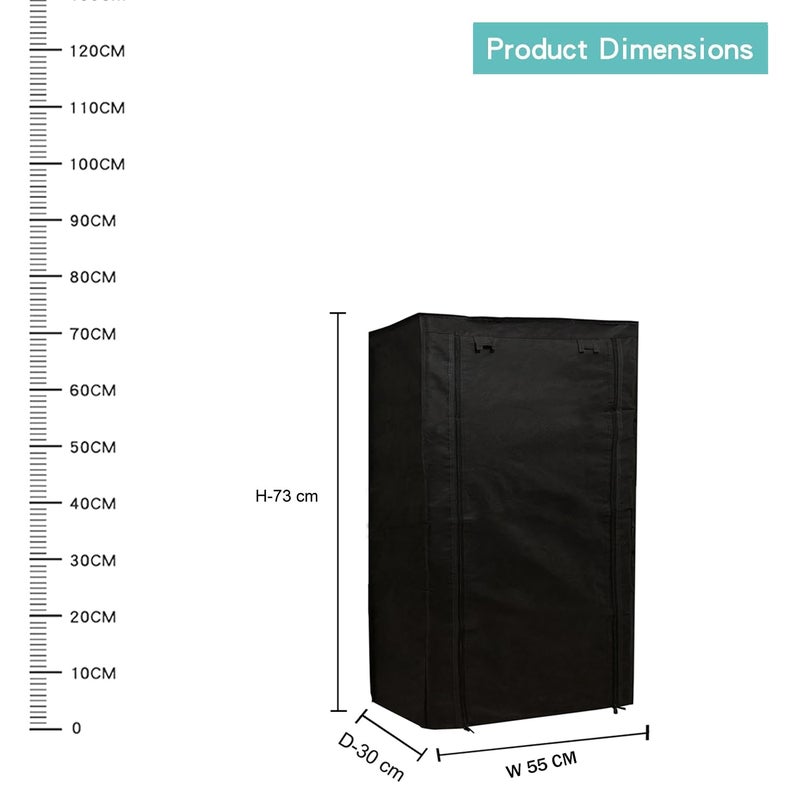 PHILOSHOP PHILOSHOP 4 Layer Shoe Rack Cover Portable Foldable Shoe Stand NonWoven Zipper Fabric Cover Black - Image 2