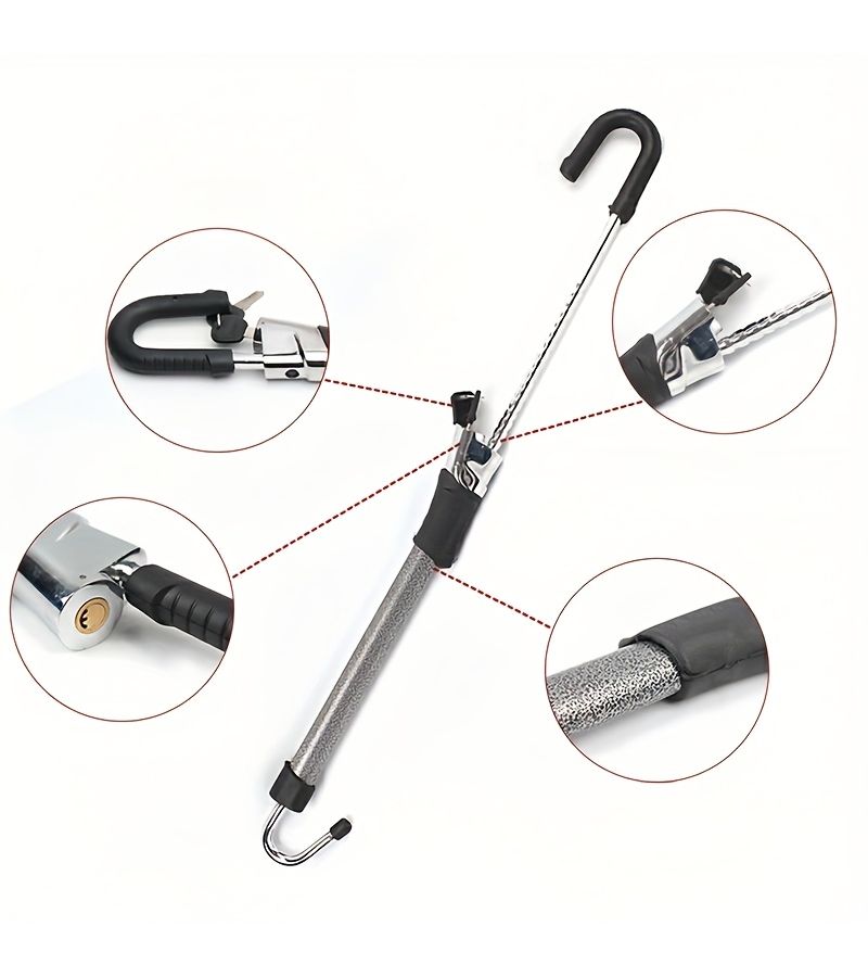 Universal Car Anti Theft Pedal Lock Red Durable Steering Wheel Throttle Clutch Brake Device Emergency Automatic Security Lock - Image 5
