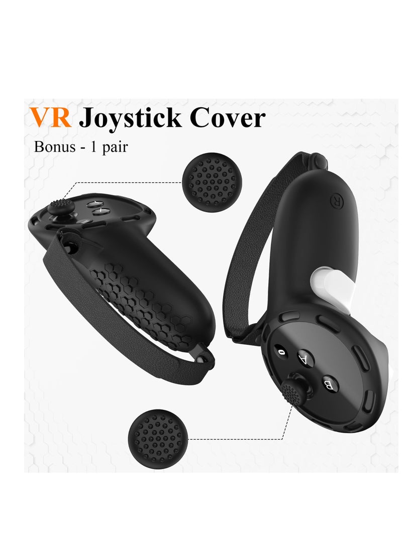 SYOSI Controller Grips for Oculus Quest 3 Comfortable Silicone Cover with Controller Hand Straps 2Pcs Rocker Cap and Joystick Protection Reserve Precise Hole Positions Black  - Image 5