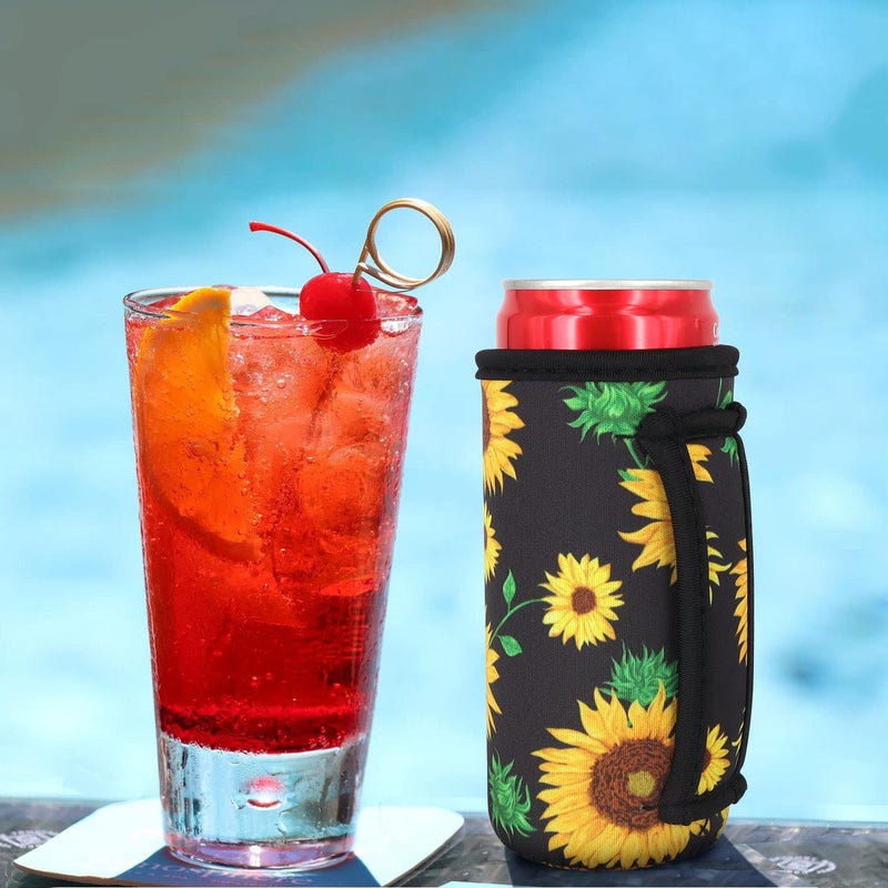 AJLTPA 3 Pack Reusable Neoprene Insulated Can Sleeve with Handle for Soda  Energy drink  Pop  Beer  Hard Seltzer  Can Coosies For 12oz & 16oz Can  12oz Slim can (American Flag(3Pack)) - Image 5