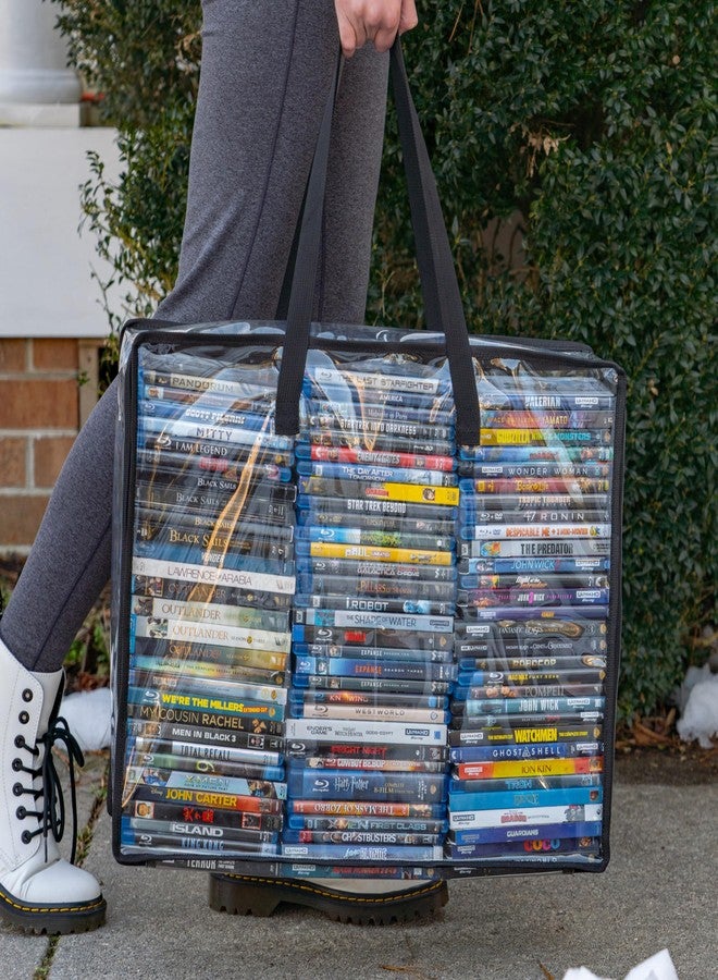 Besti Blu Ray Case Holder Organizer, Set of 2 Clear Plastic Bags with Handles for Storing Blurays, DVDs, CDs, Storage Bags for Video Game Cases, Holds Up To 90 Bluray and 60 DVD Cases (Black) - Image 5