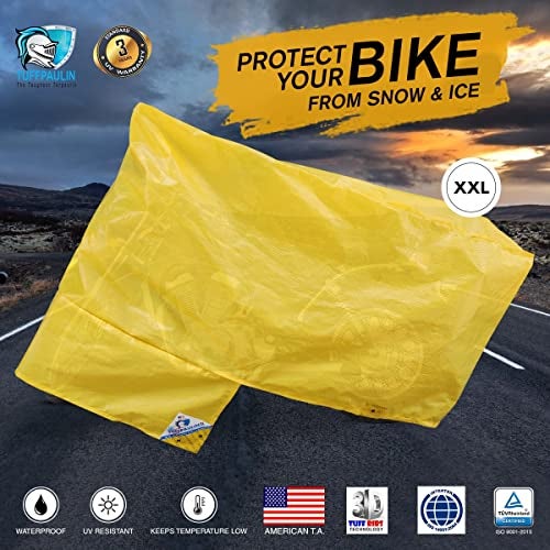 TUFFPAULIN Bike Cover, XXL Size, Yellow, UV Protection & Water Resistant Dustproof Plastic Bike Body Cover for Two Wheeler Scooter, Motor Cycle with Carry Bag-1 No. - Image 3