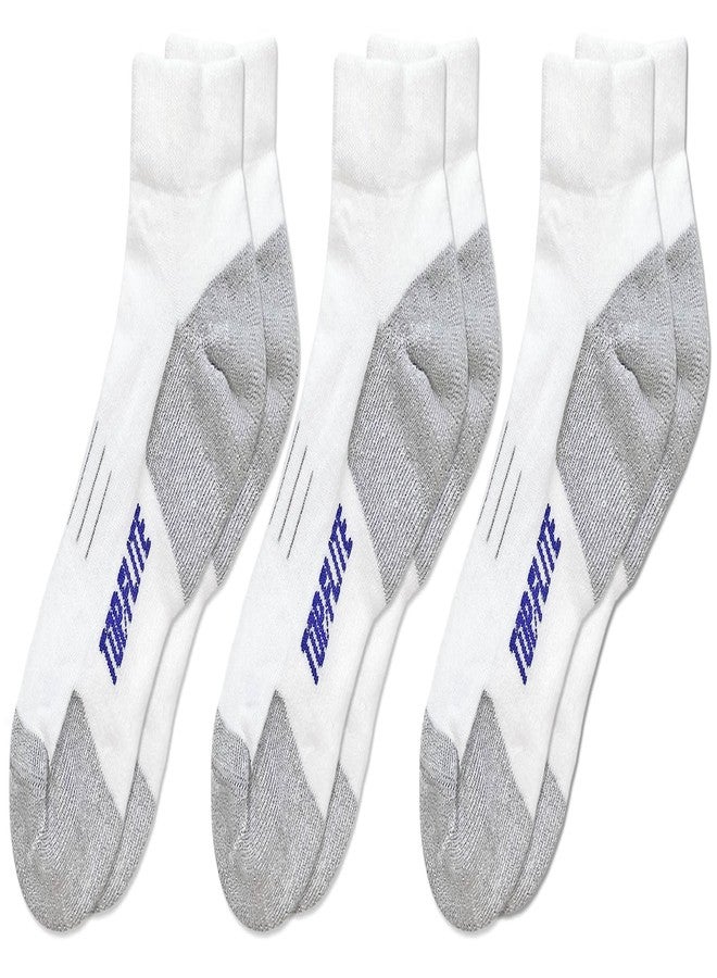 Top Flite Men's Coolmax Seamless Sport Low Cut Ankle Socks 3 Pair Pack, White/Grey, Large - Image 1
