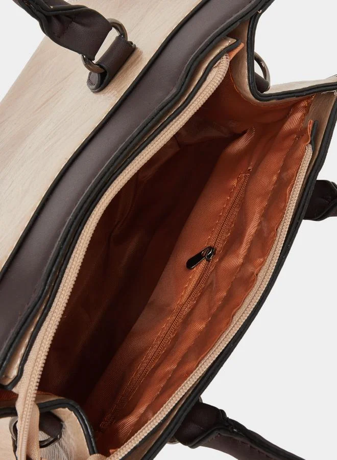 تايك تو Take Two Colorblock Dual Handles Handbag with Purse Set