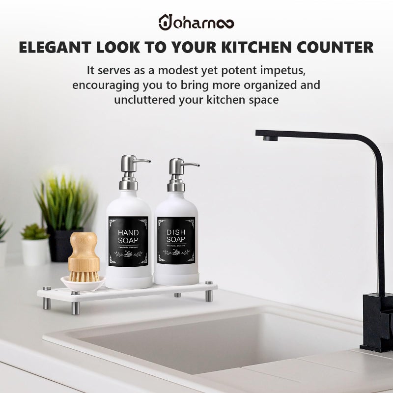 Johamoo Dish Soap Dispenser Set For Kitchen 16Oz Glass Bottle With Stainless Steel Pump  Instant Dry Tray  Perfect For Kitchen Decor And Bathroom Accessories - Image 4