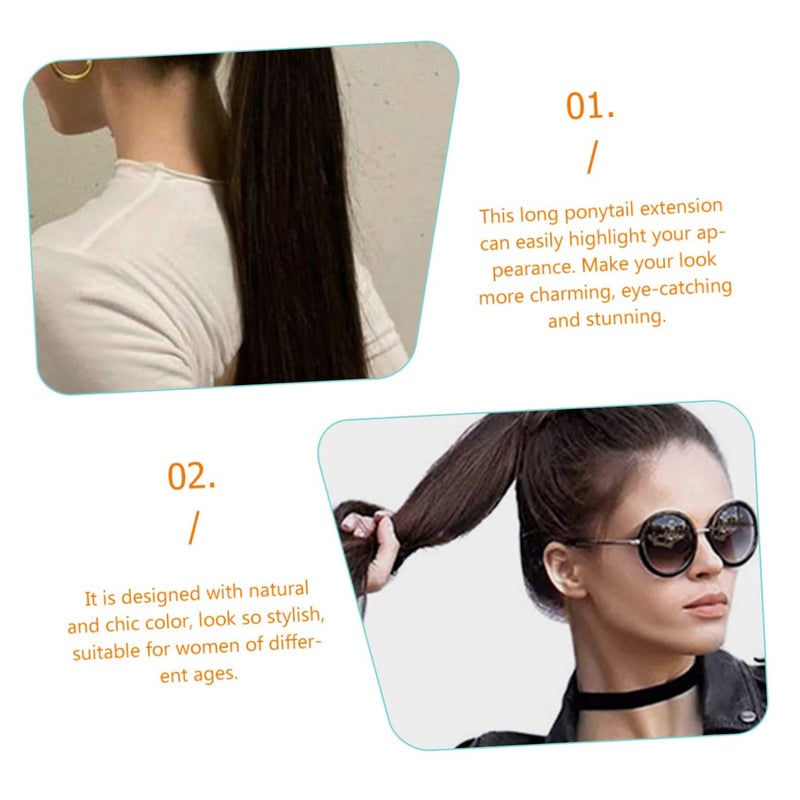 Healeved Long Straight Ponytail Extension Wrap Around Tail Synthetic Hair Piece for Women for Costumes Photography and Parties - Image 2