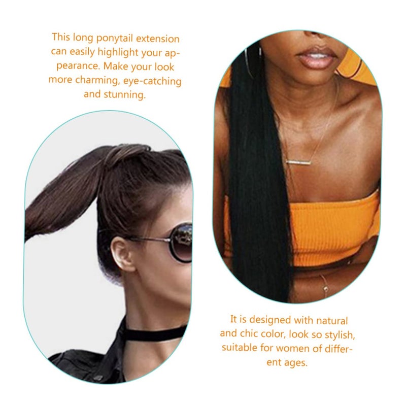 Healeved Long Straight Ponytail Extension Wrap Around Tail Synthetic Hair Piece for Women for Costumes Photography and Parties - Image 5
