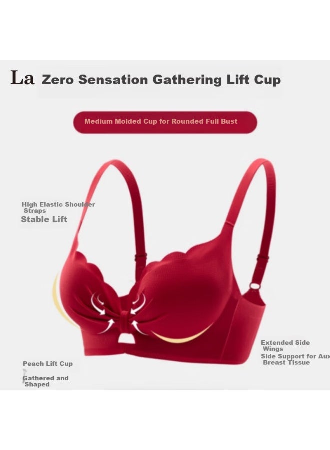 La Chapelle Red Push-up Bra Set For Women, Enhances Small Bust, Side Support, Wedding Lingerie Day Gift