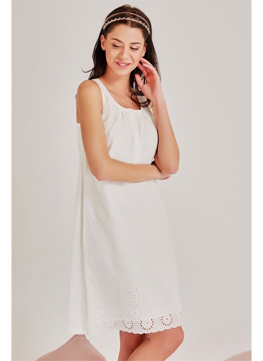 Magic Form 36110 Women's Ecru Embroidered Maternity Nightgown Dressing Gown Set  - Image 4