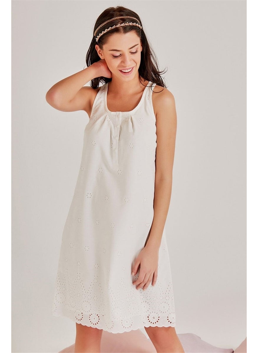 Magic Form 36110 Women's Ecru Embroidered Maternity Nightgown Dressing Gown Set  - Image 3
