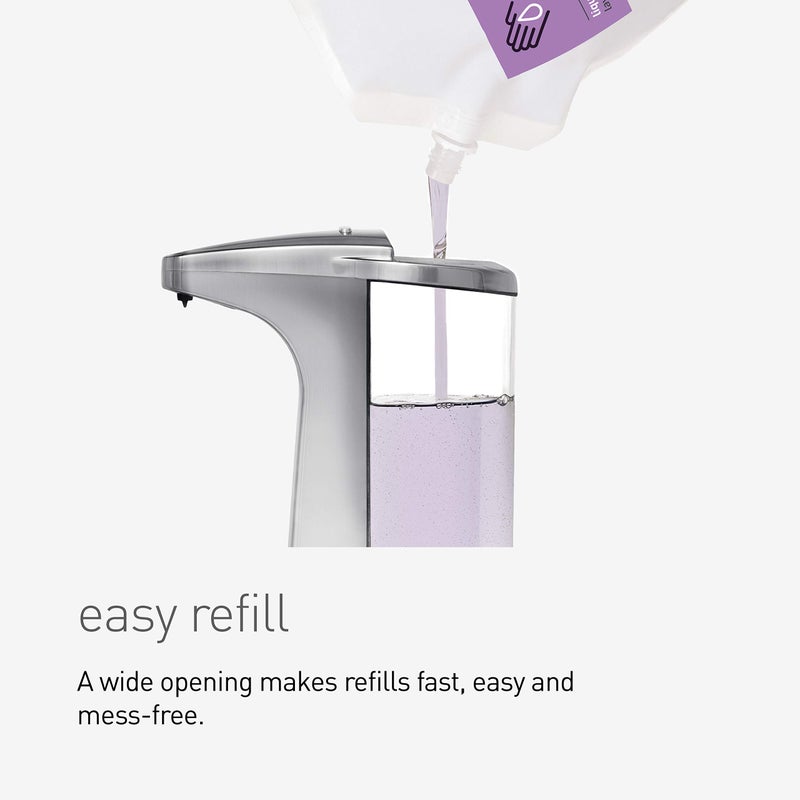 سيمبل هيومان موزع صابون سائل simplehuman سعة 8 أونصات يعمل بمستشعر بدون لمس مع عينة صابون، مصنوع من النيكل المصقول - Image 5