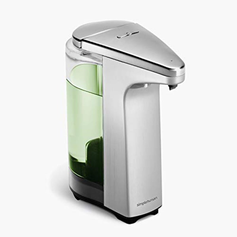 سيمبل هيومان موزع صابون سائل simplehuman سعة 8 أونصات يعمل بمستشعر بدون لمس مع عينة صابون، مصنوع من النيكل المصقول - Image 1