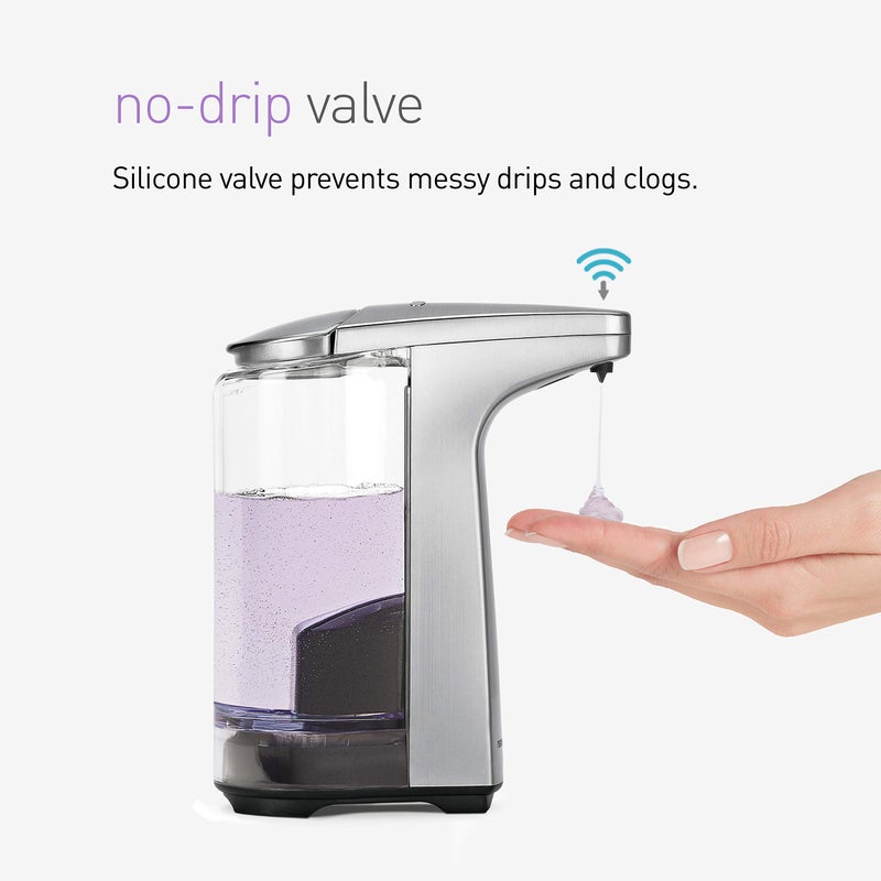 سيمبل هيومان موزع صابون سائل simplehuman سعة 8 أونصات يعمل بمستشعر بدون لمس مع عينة صابون، مصنوع من النيكل المصقول - Image 4