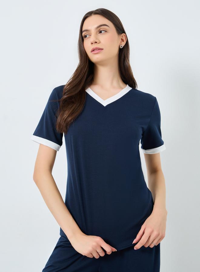 Take Two Navy Blue Women T-Shirt and Joggers Co-Ords - Image 3
