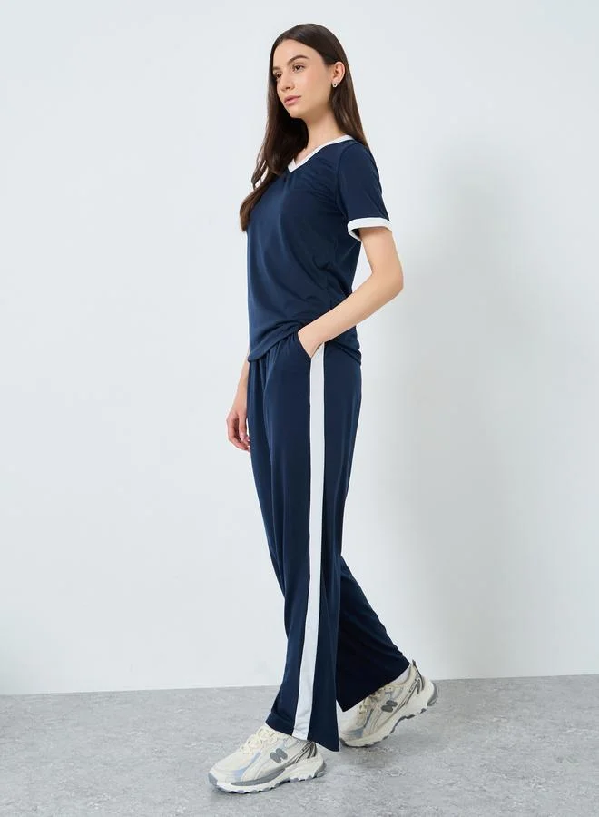 Take Two Take Two Navy Blue Women T-Shirt and Joggers Co-Ords