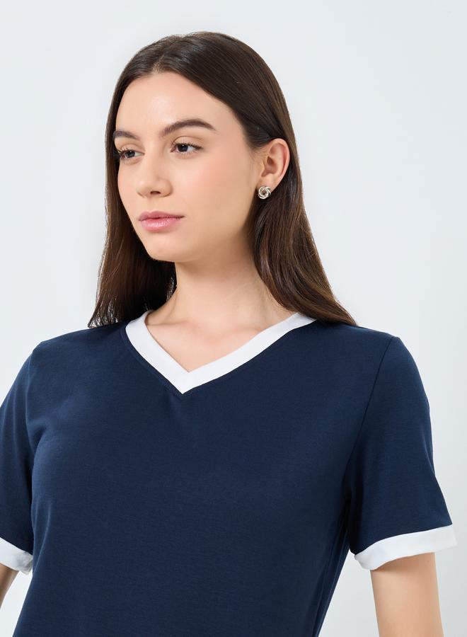 Take Two Navy Blue Women T-Shirt and Joggers Co-Ords - Image 4