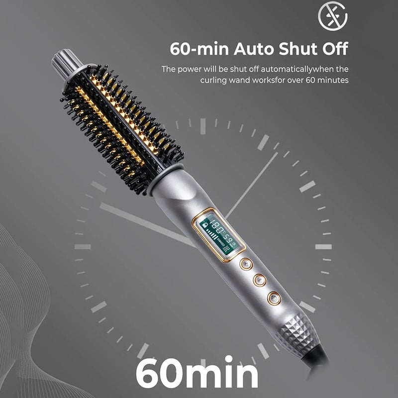 UKLISS 32mm Curling Iron Brush Ceramic Ionic Hair Curler Straightener Anti-Scald Volumizing Iron Heated Brush Electric Hot Comb - Image 3