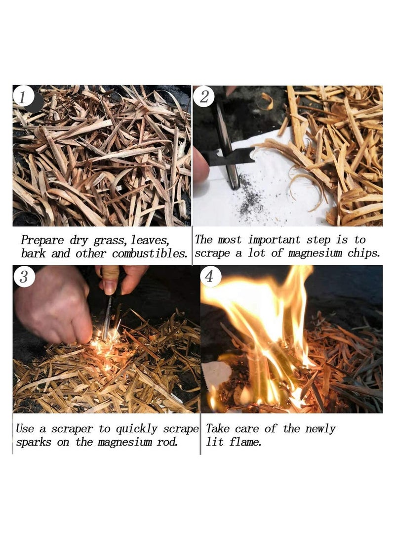 Excefore Flint Fire Starter, 4.25 Inch Survival Ferro Rods Starter with Easy Grip Handle and Multifunction Striker, Waterproof Flint Fire Can be Struck 15000 Times for Camping, Hiking (2 Pack)  - Image 2
