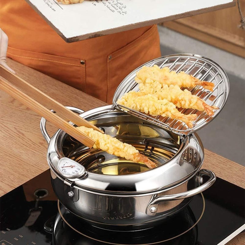 Deep Fryer Pot crafted for versatility, handling tempura, chicken, and more with ease, featuring a robust stainless steel design, accurate temperature gauge, and practical filter system for effortless - Image 3