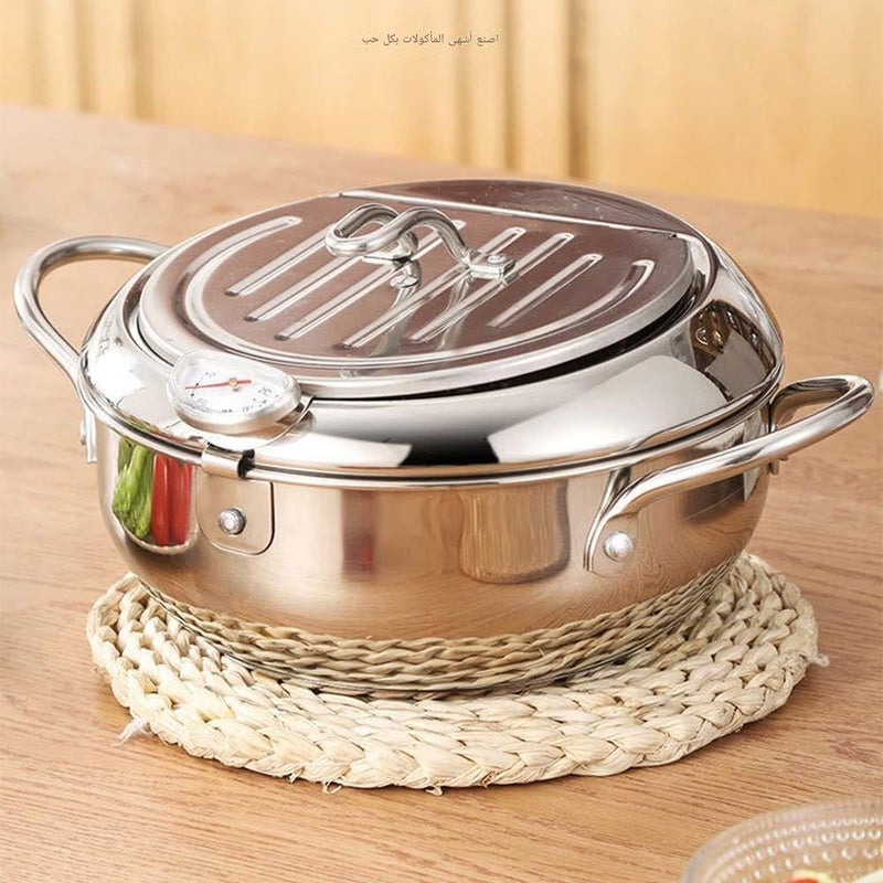 Deep Fryer Pot crafted for versatility, handling tempura, chicken, and more with ease, featuring a robust stainless steel design, accurate temperature gauge, and practical filter system for effortless - Image 4