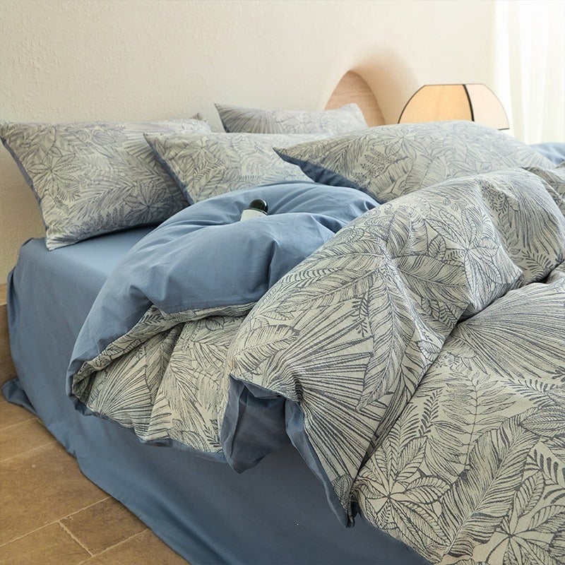 100% Cotton Three-Layer Yarn-Dyed Bedding Set - Luxurious Retro Style
