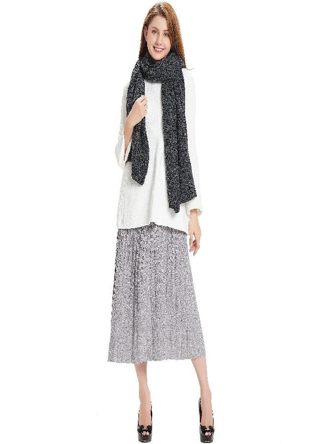 HANERDUN Hanerdun's Womens Thick Knit Wrap Soft Warm Shawl Winter Scarf With Pocket, Black, One Size  - Image 1