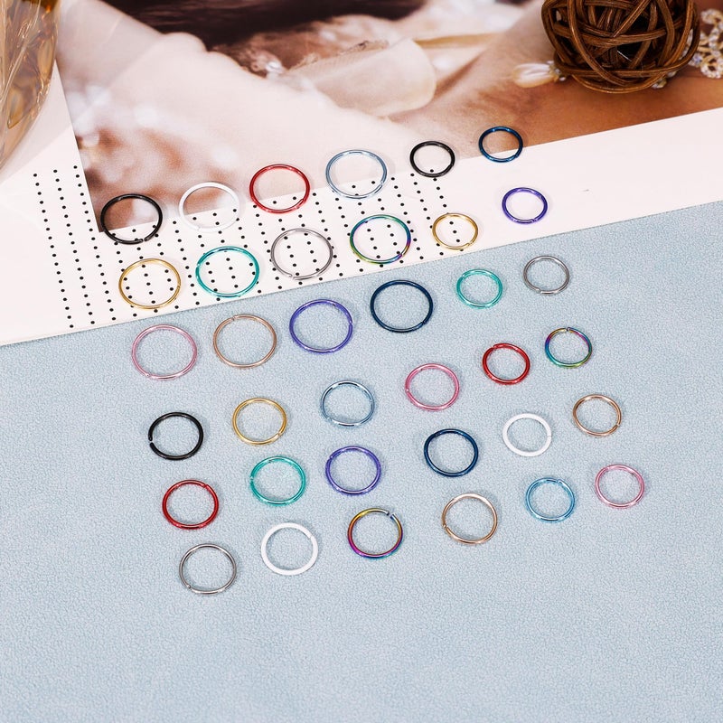 NICEIGHT 18G Stainless Steel Nose Rings Hoops for Women Men - Cartilage Helix Earring Hoops Lip Rings Nose Piercing Jewelry 7+8+10MM - Image 2