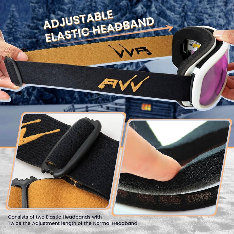 AVV Store OTG Ski Goggles for Men Women With Anti-Fog Dual Layer lens, UV400 Snow Goggle for Snowboarding Snowmobiling Skating - Image 4