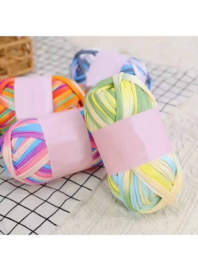 1. كيس كبير من شرائح القماش لحياكة الشباشب والحقائب وسلال التخزين DIY، كل كرة 100 جرام المجموع 600 جرام 04 وردي زهر الكرز بوليستر - Image 2