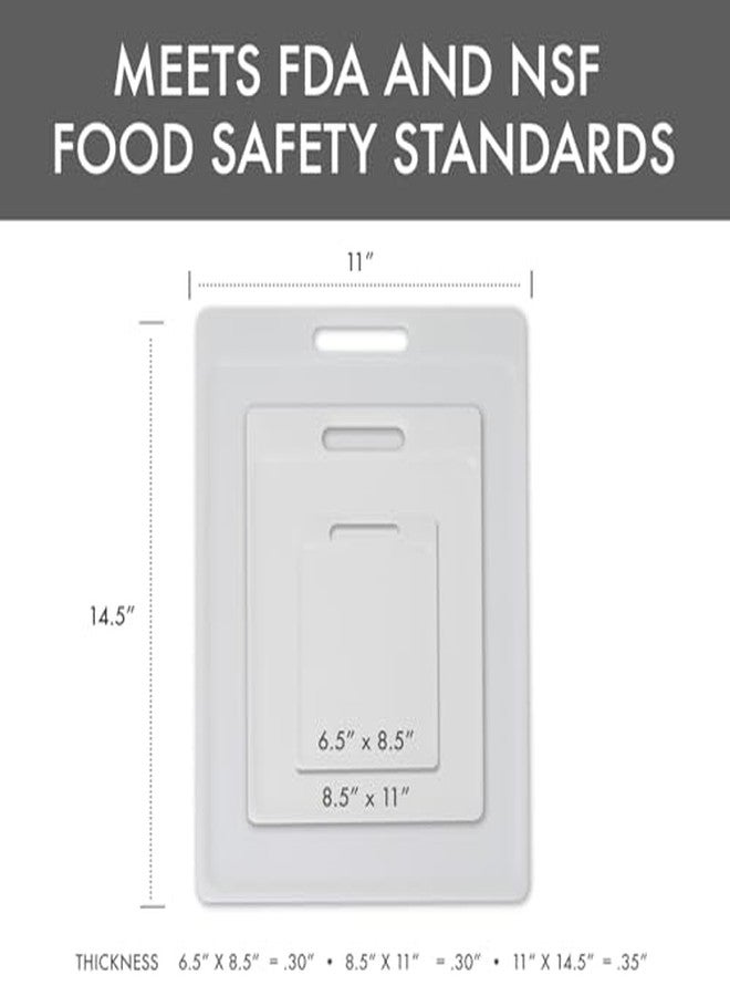 ديكساس مجموعة ديكساس من 3 ألواح تقطيع بولي سيف معتمدة من مؤسسة NSF مع مقبض، مقاسات 6.25 × 8.5، 8.5 × 11، 11 × 14.5 بوصة، لوح تقطيع مطبخ قابل للاستخدام على الوجهين، أبيض - Image 3