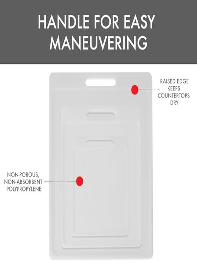 ديكساس مجموعة ديكساس من 3 ألواح تقطيع بولي سيف معتمدة من مؤسسة NSF مع مقبض، مقاسات 6.25 × 8.5، 8.5 × 11، 11 × 14.5 بوصة، لوح تقطيع مطبخ قابل للاستخدام على الوجهين، أبيض - Image 5