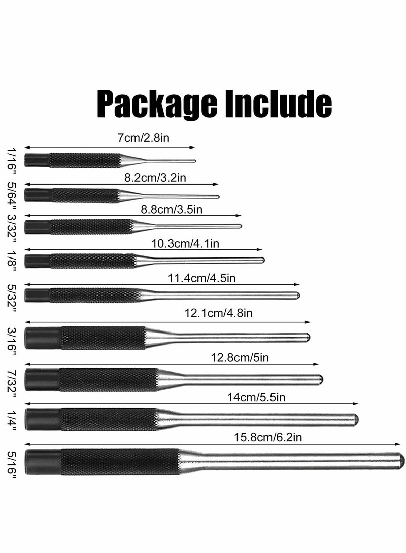 Excefore Roll Pin Punch Set, 9 Pcs Center Punch Set with Storage Pouch, 40CR Steel Removing Repair Tool Metal Pin Punch  - Image 2