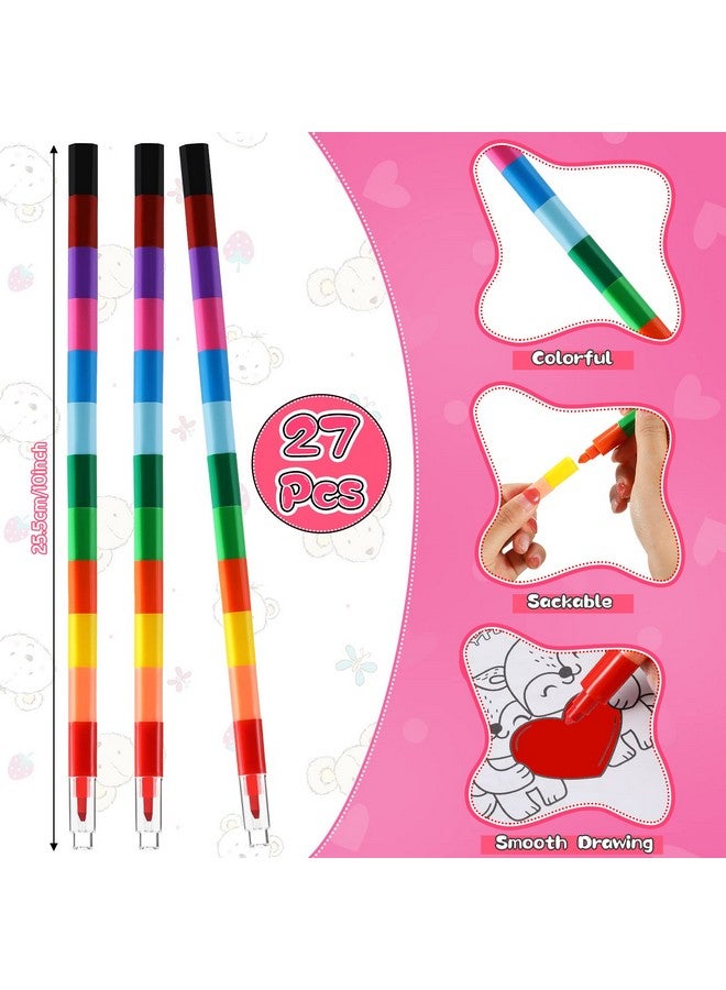 Geyee 54 Pcs Valentine's Day Coloring Books for Kids with Stacking Crayons 27 Mini DIY Coloring Book 27 Color Changing Pencils for Valentine Gift School Classroom Activity Supplies - Image 3