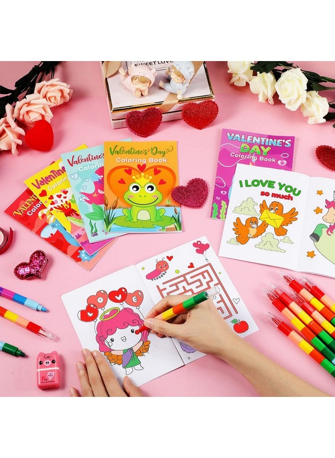Geyee 54 Pcs Valentine's Day Coloring Books for Kids with Stacking Crayons 27 Mini DIY Coloring Book 27 Color Changing Pencils for Valentine Gift School Classroom Activity Supplies - Image 4