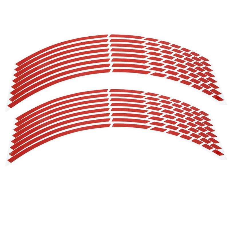 KIMISS Motorcycle Wheel Rim Stripe Decal, 16pcs Bike Motorcycle 16-18inch Reflective Wheel Strip Stickers Decorationcessory(red)+motorcycle wheel stickers+reflective wheel trim+reflective wheel trim - Image 1