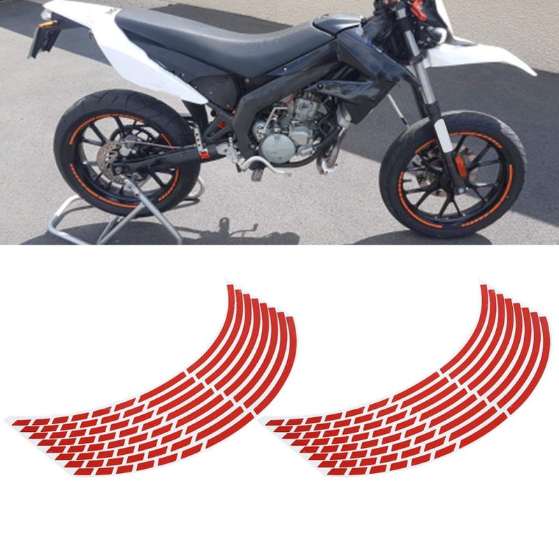 KIMISS Motorcycle Wheel Rim Stripe Decal, 16pcs Bike Motorcycle 16-18inch Reflective Wheel Strip Stickers Decorationcessory(red)+motorcycle wheel stickers+reflective wheel trim+reflective wheel trim - Image 2