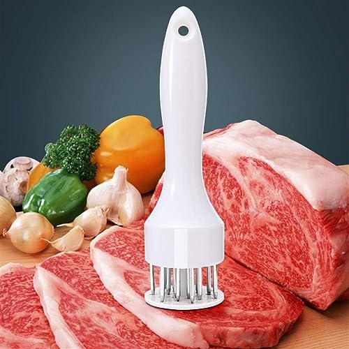 TURBID Meat Tenderizer Tool with Ultra Sharp Stainless Steel Needle Blades Meat Tenderizer Tool Profession Kitchen Gadgets Tenderizing and Cooking BBQ, Marinade, Steak, Beef, and Poultry (White) - Image 4